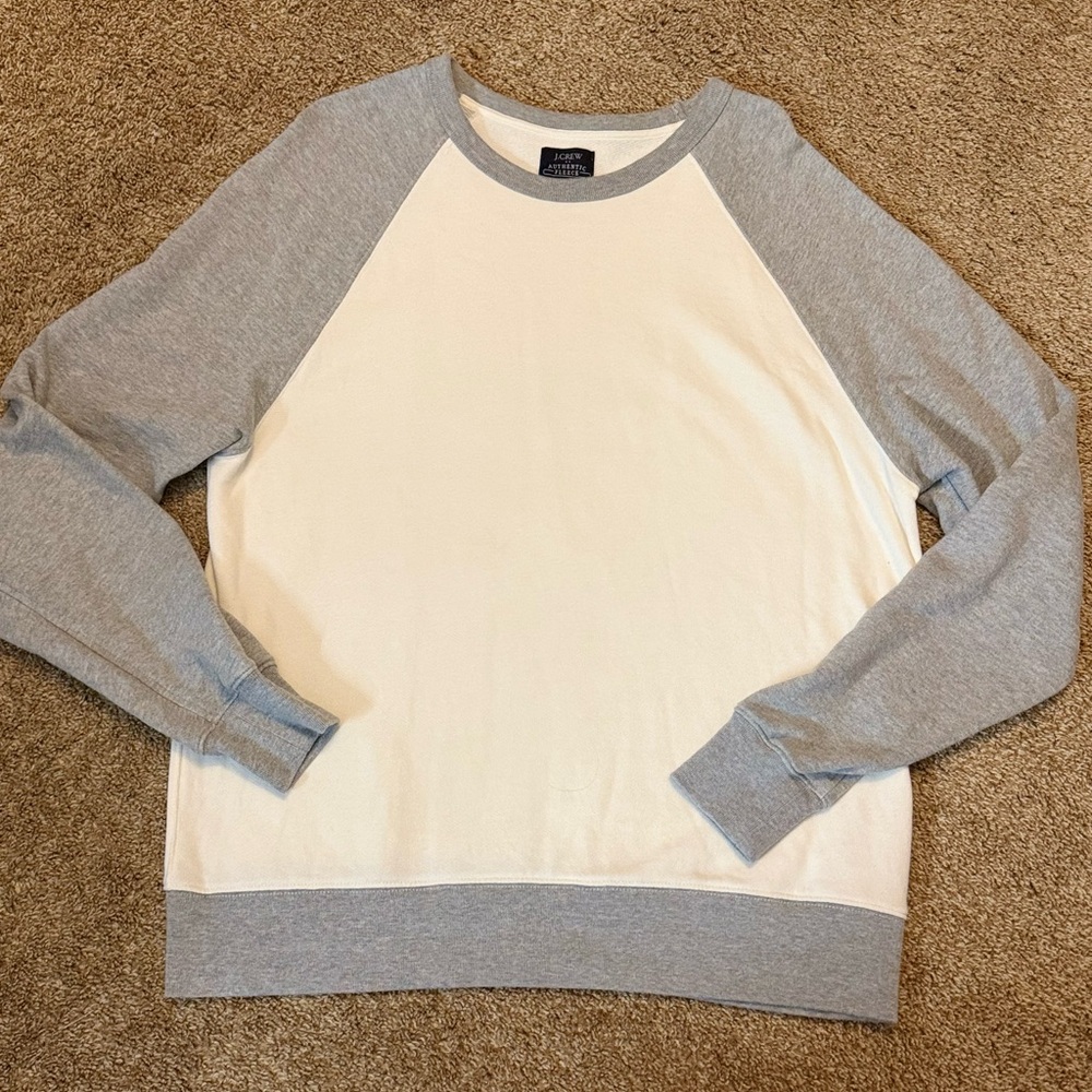 J. Crew Men's Crewneck Sweater in Gray and White